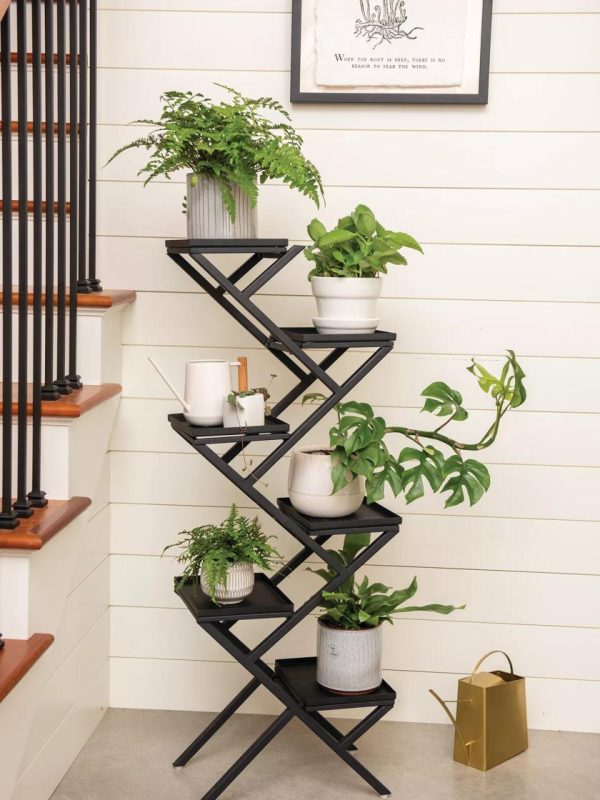 Crisscross Cascading Plant Stand with Black Trays  |   Plant Stands INDOOR GARDEN Plant Stands