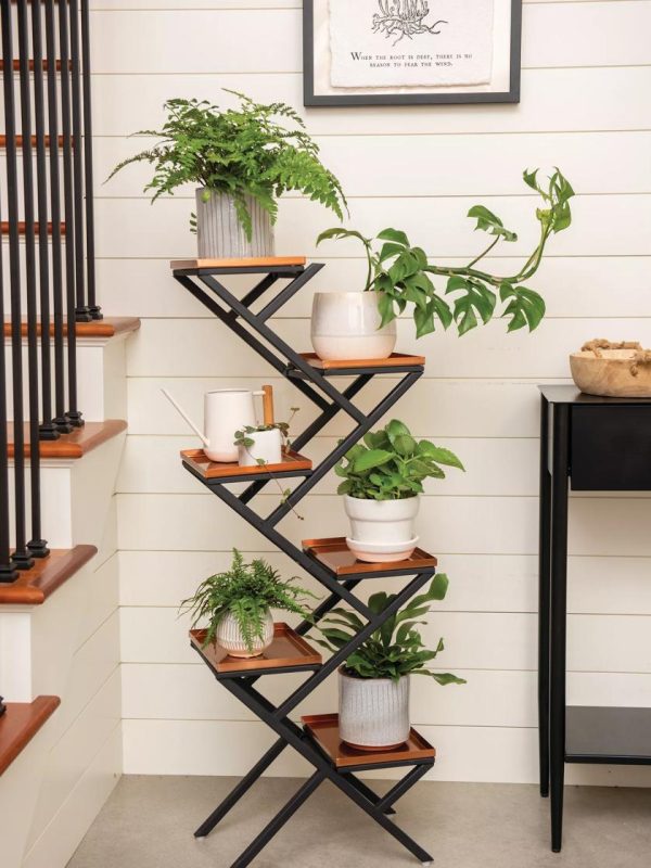 Crisscross Cascading Plant Stand with Copper Trays  |   Plant Stands INDOOR GARDEN Plant Stands