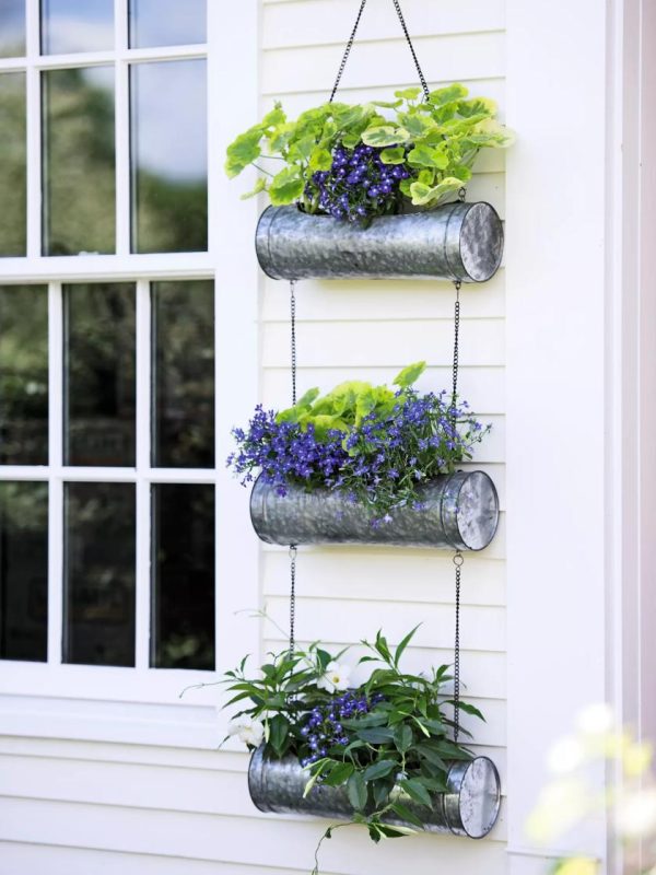 Galvanized Hanging Triple Planter  |   Indoor Pots and Planters INDOOR GARDEN Indoor Pots & Planters