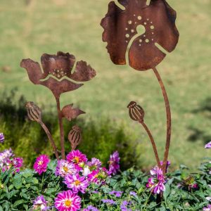 Poppy Garden Stakes Set of 2  |   Decorative Garden Stakes Decorative Garden Stakes Decorative Garden Stakes