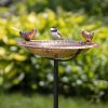 Pure Copper Bird Bath with Two Copper Birds and Multipronged Garden Pole  |   Bird Baths Bird Baths Bird Baths