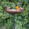 Pure Copper Bird Bath with Two Copper Birds and Multipronged Garden Pole  |   Bird Baths Bird Baths Bird Baths